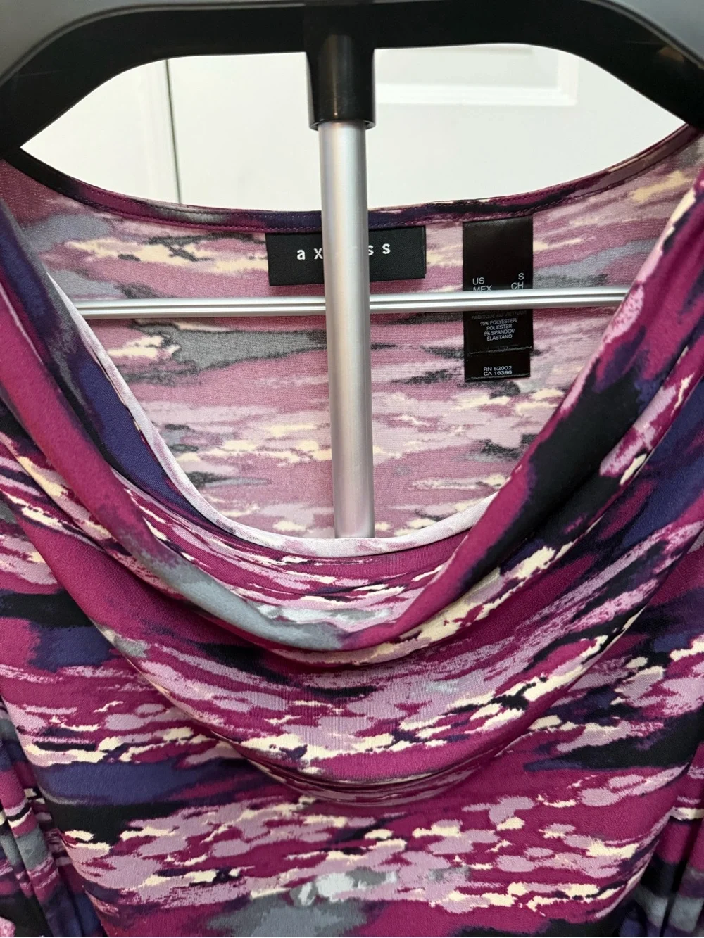 Axcess Magenta and Navy Striped Cowl-Neck Midi Dress - Picture 4 of 6